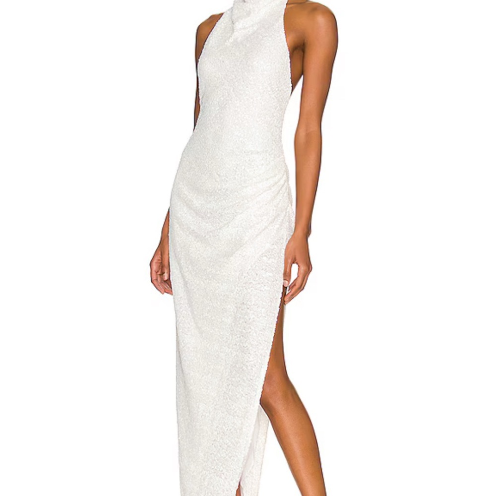 Amanda Uprichard Samba Gown – White Sequin, Size Small – Brand New!